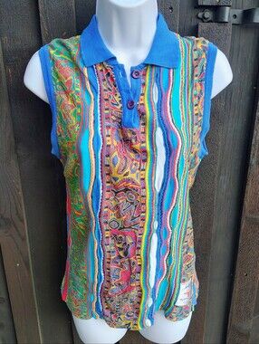COOGI Multicolor RARE Olympics Edition Sleeveless Knit Polo Top